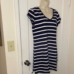 GAP Striped Navy and White Midi Dress